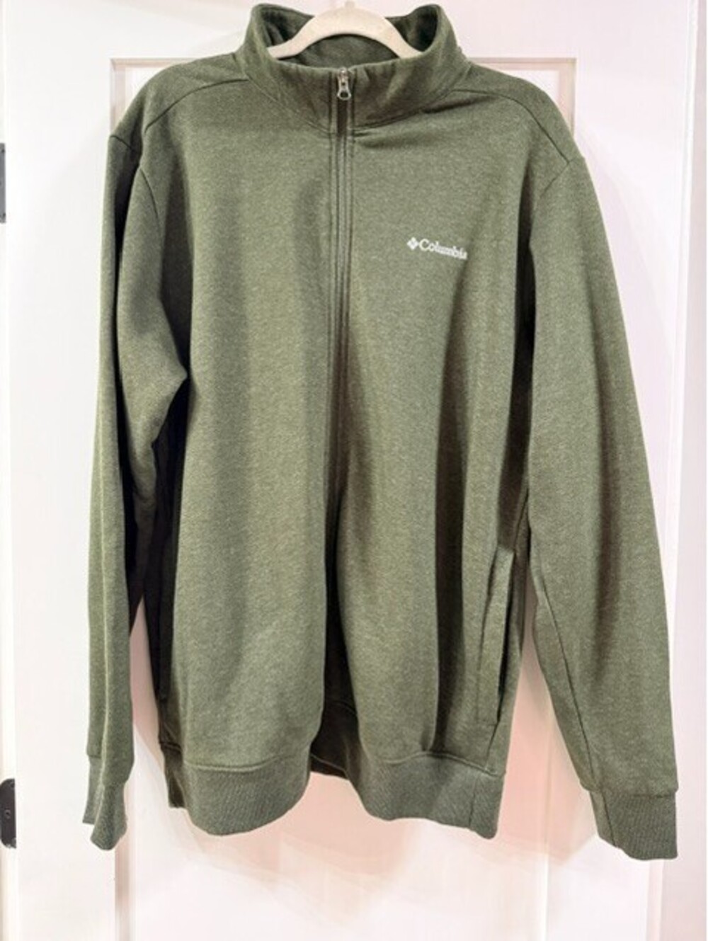 Columbia Sportswear Fleece Jacket Men's Green Full Zip Mock Neck Outdoor Large